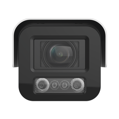Bala IP 4 Megapixel   Lente Mot. 2.8 - 12 mm   Luz Dual (IR y Luz Blanca)   Reconocimiento Facial   Heat Map   ACUSENSE   Metadata   IK10   IP67   WDR 140 dB   DeepinView