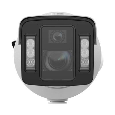 [TandemVu] Bala IP Dual 4 Megapixel (2 Lentes)   Lente Fijo (4 mm   ColorVu) y Lente Mot. (5 a 20 mm   DarkFighter X)   Luz Dual (IR y Luz Blanca)   IP67   IK10   Reconocimiento Facial   ACUSENSE   WDR 140 dB   DeepinView   Búsqueda por Atributos