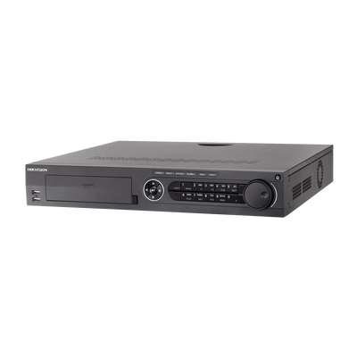 DVR 32 Canales TurboHD + 32 Canales IP   8 Megapixel (4K)   4 Bahías de Disco Duro   Audio por coaxitron   RAID 0,1,5,6,10   POS   Acusense   16 Entradas de Alarma