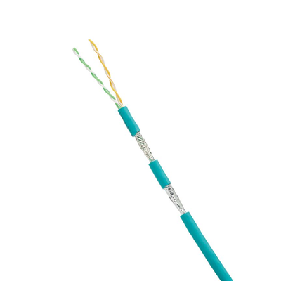 Bobina de Cable Blindado SF UTP Categoría 5e de 2 Pares, Uso Industrial con Resistencia al Aceite y Rayos UV, Multifilar 24 7 (Flexible), Color Azul Cerceta, Bobina de 305m