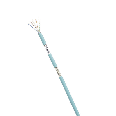 Bobina de Cable Blindado SF UTP Categoría 6A, Uso Industrial con Resistencia al Aceite y Rayos UV, Multifilar 24 7 (Flexible), Color Azul Cerceta, Bobina de 305m
