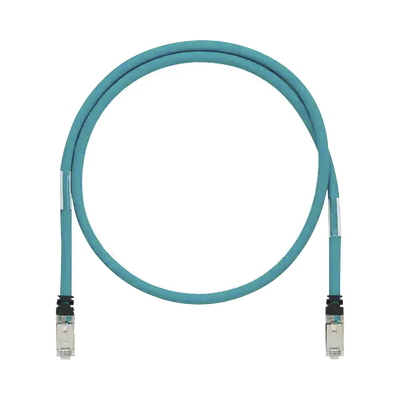 Patch Cord Cat6A de Grado Industrial 600V, Blindado SF UTP, Calibre 26 AWG, Color Aqua, 2.5m
