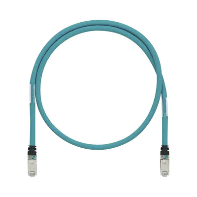 Patch Cord Cat6A de Grado Industrial 600V, Blindado SF UTP, Calibre 26 AWG, Color Aqua, 5m