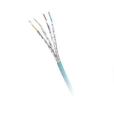 Bobina de Cable Blindado S FTP Categoría 6A, Uso Industrial con Resistencia al Aceite, Rayos UV y Abrasión, Multifilar (Flexible), Color Azul Cerceta, Bobina de 500m