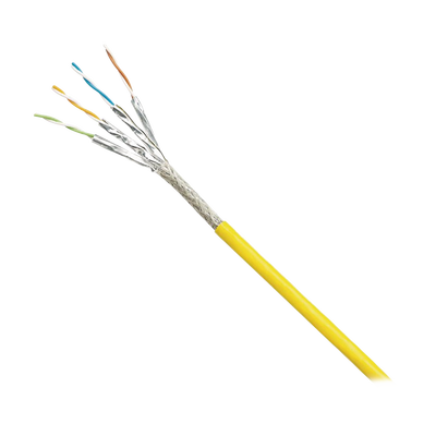 Bobina de Cable Blindado S FTP Categoría 6A, Uso Industrial con Resistencia al Aceite, Rayos UV y Abrasión, Multifilar (Flexible), Color Amarillo, Bobina de 500m