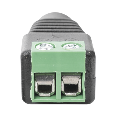 Adaptador Hembra Tipo Jack de 3.5 mm polarizado de 12 Vcc   Terminales Tipo Tornillo   Polarizado (+ -)   Ideal para Cámaras de Video Vigilancia.