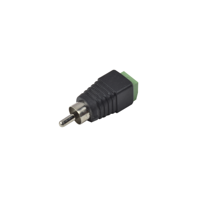 Adaptador RCA MACHO Tipo Jack Polarizado   Terminales Tipo Tornillo   Polarizado (+ -)   Recomendado para Video y AUDIO en sistemas de video vigilancia a 2 Hilos.
