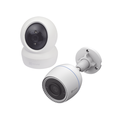 Kit de cámaras WiFi   Incluye 1 pieza C6N  Para Uso en Interior y 1 pieza CS-C3TN Para Uso en Exterior   Detección de Movimiento   Notificaciones Instantáneas