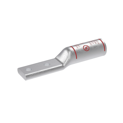 Terminal Conector de Compresión Bimetálica Pan-Lug™ 750 KCMIL, Aluminio Base con Recubrimiento Estañado, y dos Orificios de 1 2". Tambor con Compuesto que Inhibe el Óxido