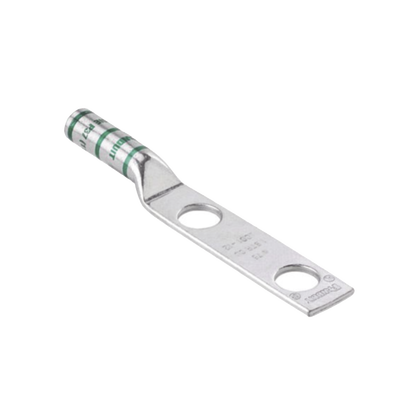 Conector de Compresión de Cobre con 2 Orificios 3 8" para Cable 2 AWG,  1" de espacio entre Orificios. Paquete de 25 Piezas