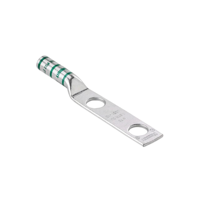 Terminal de Compresión Pan-Lug™ de Barril Largo, de Dos Orificios de 1 2", para Cable 6 AWG, Espacios Entre Orificios de 1.75".