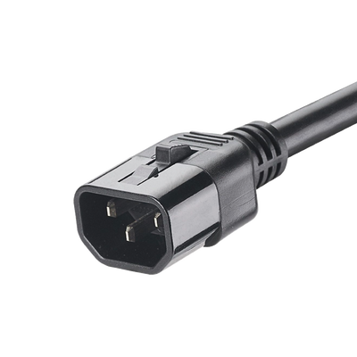 Cable de Alimentación Eléctrica Con Bloqueo de Seguridad, de IEC C14 a IEC C13, 1.8 Metros de Largo, Color Negro, Paquete de 10 Piezas