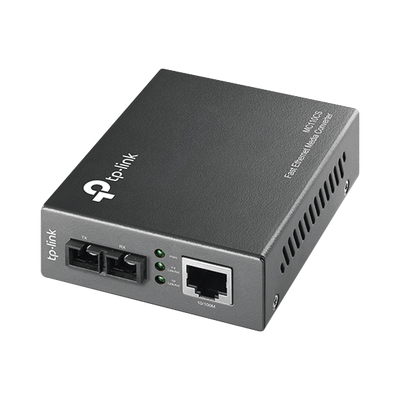 Convertidor Fibra Óptica Monomodo    1 Puerto RJ45 10 100 Mbps   Puerto Fibra Óptica SC 100 Mbps   Hasta 20 kilometros   Plug and Play