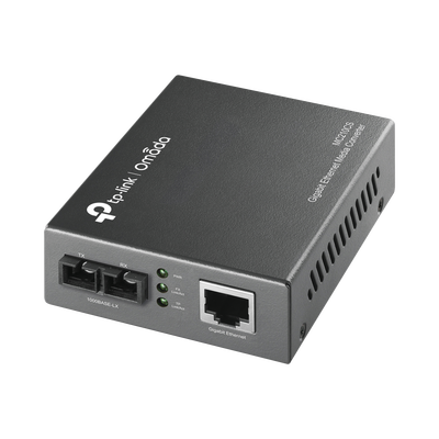 Convertidor Fibra Óptica Monomodo   1 Puerto RJ45 10 100 1000 Mbps   Puerto Fibra Óptica SC 1000 Mbps   Hasta 20 Km   Plug and Play