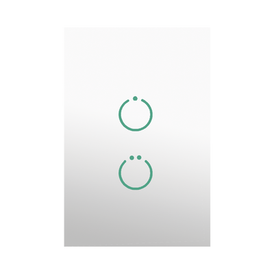 (ZWAVE) Interruptor On Off panel táctil touch inalámbrico Zwave Plus 2 botones. No requiere cable neutro, Compatible con Hubitat HC8, Álula  M2M, otros
