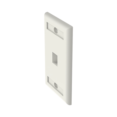 Placa de Pared Vertical, Salida Para 1 Puerto Keystone, Con Espacios Para Etiquetas, Color Blanco Mate