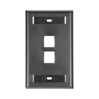 Placa de Pared Vertical, Salida Para 2 Puertos Keystone, Con Espacios Para Etiquetas, Color Negro
