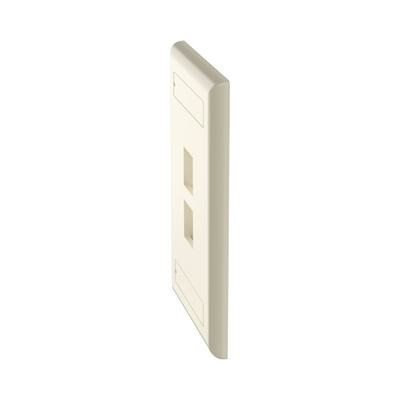 Placa de Pared Vertical, Salida Para 2 Puertos Keystone, Con Espacios Para Etiquetas, Color Marfil