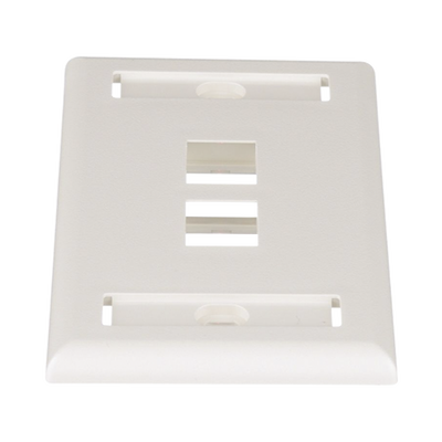 Placa de Pared Vertical, Salida Para 2 Puertos Keystone, Con Espacios Para Etiquetas, Color Blanco Mate