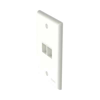 Placa de Pared Vertical, Salida Para 2 Puertos Keystone, Color Blanco Mate