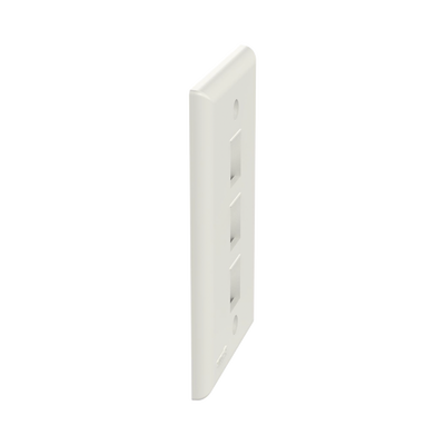 Placa de Pared Vertical, Salida Para 3 Puertos Keystone, Color Blanco Mate