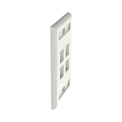 Placa de Pared Vertical, Salida Para 4 Puertos Keystone, Con Espacios Para Etiquetas, Color Banco Mate