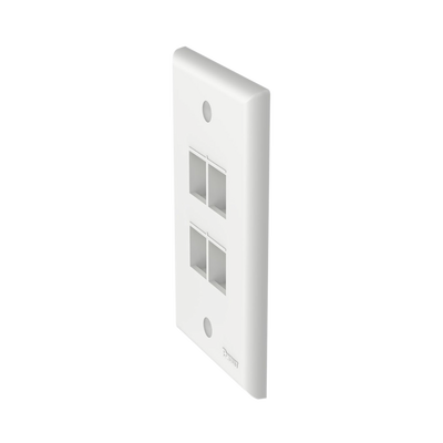 Placa de Pared Vertical, Salida Para 4 Puertos Keystone, Color Blanco