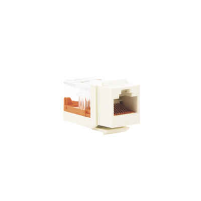 Conector Jack Estilo Leadframe, Tipo Keystone, Categoría 5e, de 8 posiciones y 8 cables, Color Blanco mate