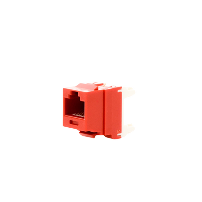 Conector Jack Estilo 110 (de Impacto), Tipo Keystone, Categoría 6, de 8 posiciones y 8 cables, Color Rojo