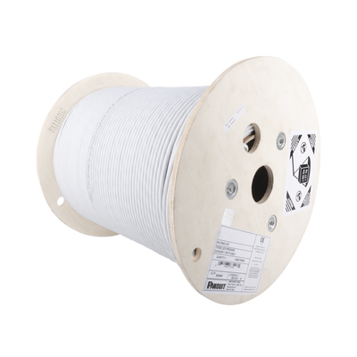 Bobina de Cable Blindado F UTP de 4 Pares, Cat6A, Soporte de Aplicaciones 10GBase-T, LSZH (Libre de Gases Tóxicos), Color Blanco, 305m