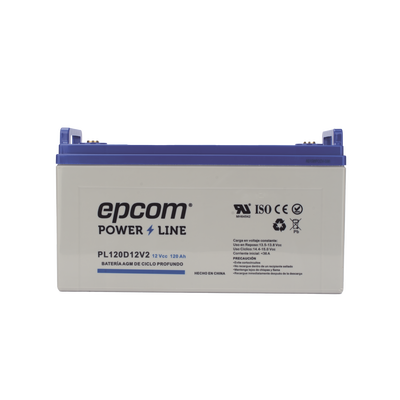 Batería 12 Vcc   120 Ah   UL   Tecnología AGM-VRLA   CICLO PROFUNDO   Para uso en aplicaciones fotovoltaicas y de emergencia    Terminales T4
