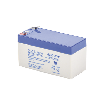 Batería 12 Vcc   12 Ah   UL   Tecnología AGM-VRLA   Para uso en equipo electrónico Alarmas de intrusión   Incendio  Control de acceso   Video Vigilancia   Terminales F2   Cargador recomendado CHR-80.
