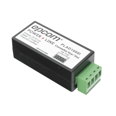 (2 en 1) Convertidor de Energía 24 Vca a 12 Vcc (CA a CD) y Filtro Contra Ruido para Cámaras   Voltaje de Entrada 20~30 Vca   Salida 12Vcc @ 1 A   ENVIO DE ENERGIA A LARGAS DISTANCIAS   Terminales Tipo Tornillo.