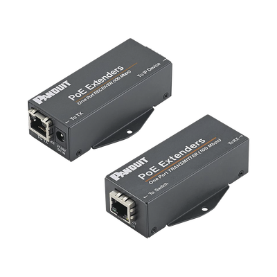 Kit de Extensor PoE PoE+, Hasta 610 Metros (2000 ft) con Cable Cat5e o Cat6, 10 100Mbps, Incluye Transmisor, Receptor y Fuente de Alimentación