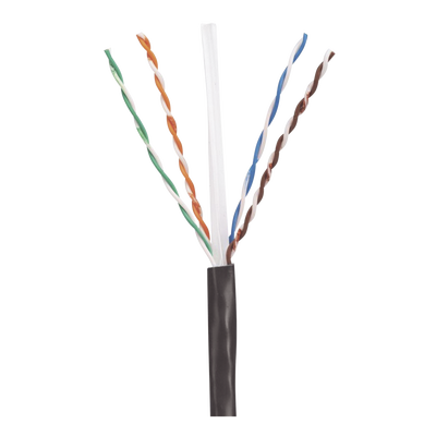 Bobina de Cable UTP de 4 Pares, PanNet, Para Exterior con Gel, Cat6 (23 AWG), Industrial para Climas Extremos, Color Negro, 305 m