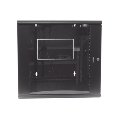 Gabinete PanZone de Montaje en Pared, de 19in, Puerta con Ventana de Seguridad, 12 UR, 762mm de Profundidad, Color Negro
