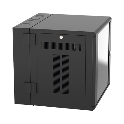 Gabinete PanZone de Montaje en Pared, de 19in, Puerta con Ventana de Seguridad, 12 UR, 635mm de Profundidad, Color Negro