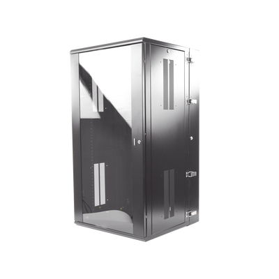 Gabinete PanZone de Montaje en Pared, de 19in, Puerta con Ventana de Seguridad, 26 UR, 635mm de Profundidad, Color Negro