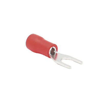 Terminal tipo horquilla ( espada ) aislada   22 - 16 AWG   Rojo   Paquete de 25 piezas.