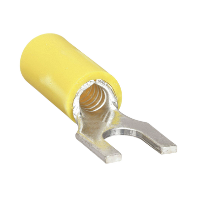 Terminal tipo horquilla ( espada ) aislada   12 - 10 AWG   Amarillo   Paquete de 25 piezas.