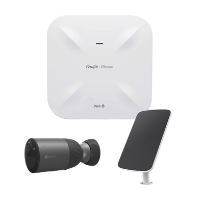 Kit de Cámaras Wi-Fi  con Access Point  Incluye 1 Cámara de Batería  CS-BC1C   1 Pane solar Mod. CS-CMT-SOLARPANEL-C   1 Access Point RG-RAP6260(G)
