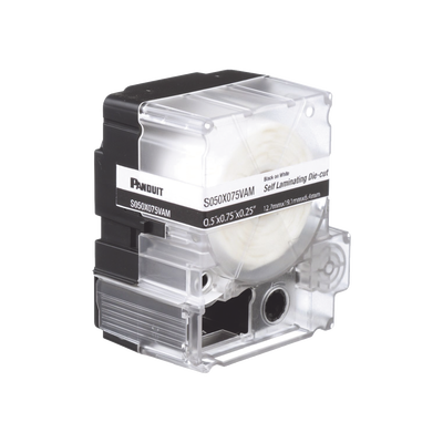 Casete de 200 Etiquetas Autolaminadas de 25.4 x 38.1 mm, para Cables de 3.1 a 7 mm de Diámetro, Área de Impresión Color Blanco
