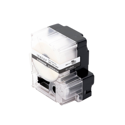 Casete de 45 Etiquetas Autolaminadas de 25.4 x 165.1 mm, para Cables de 4 a 8.1 mm de Diámetro, Área de Impresión Color Blanco