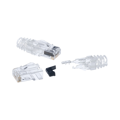 Plug RJ45 Cat6 de 3 Piezas, Para Cable UTP de Calibre 23-24 AWG, Chapado en Oro de 50 micras, Paquete de 100 piezas