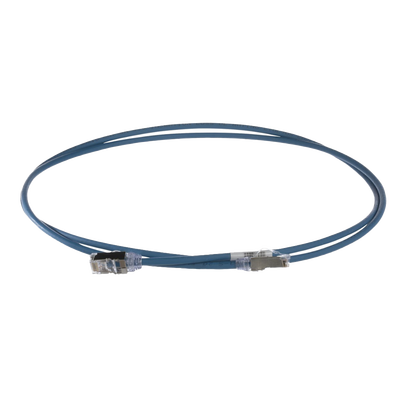 Patch Cord Cat6A, Diametro Reducido 28 AWG, Blindado S FTP, CM LS0H, 0.20 m, Color Azul