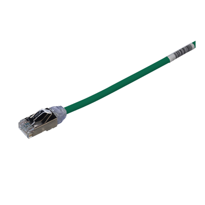 Patch Cord Cat6A, Diametro Reducido 28 AWG, Blindado S FTP, CM LS0H, 20 cm, Color Verde