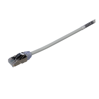 Patch Cord Cat6A, Diametro Reducido 28 AWG, Blindado S FTP, CM LS0H, 20 cm, Color Gris