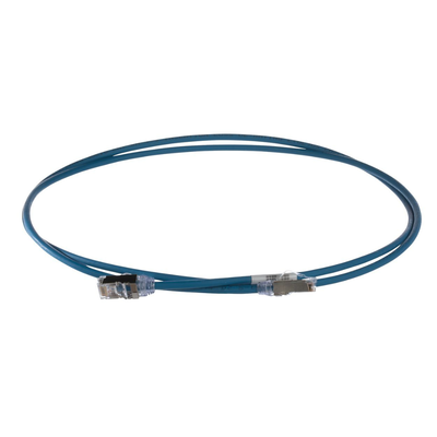 Patch Cord Cat6A, Diametro Reducido 28 AWG, Blindado S FTP, CM LS0H, 2m, Color Azul