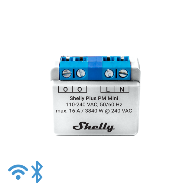 Shelly Plus PM Mini - Medidor de potencia inteligente operado por Wi-Fi, 1 canal 16 A