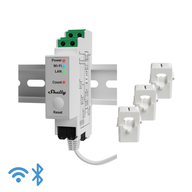 Shelly Pro 3EM - Medidor de energía trifásico de última generación con montaje en DIN